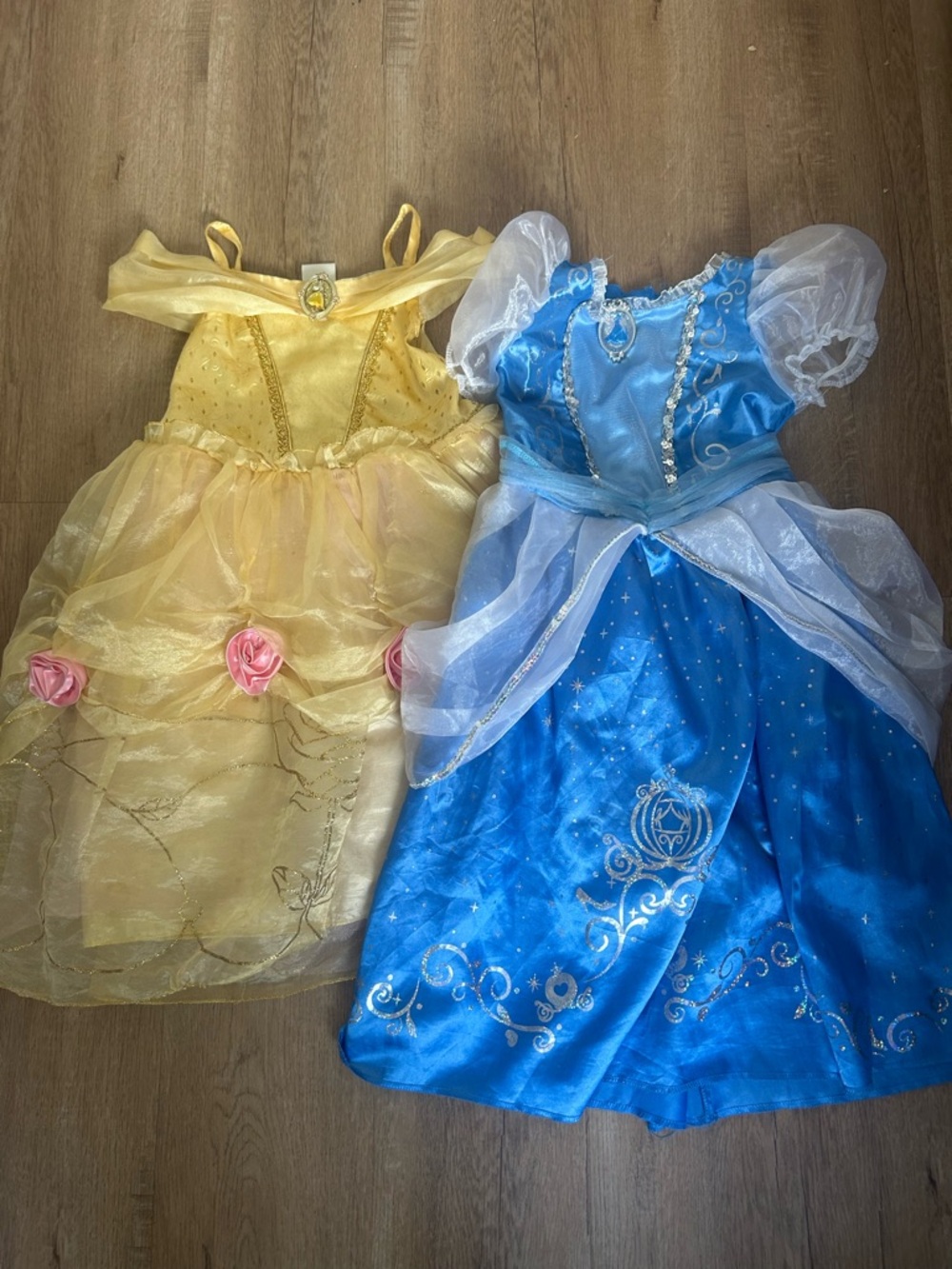 Disney Yellow Belle Dress & Blue Cinderella Costume Bundle size S